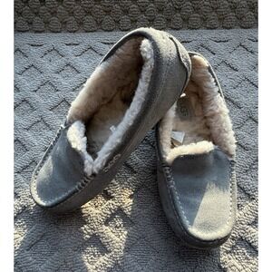 UGG ANSLEY Women's Suede Moccasin Slippers 1106878 Light-Gray Size 7
